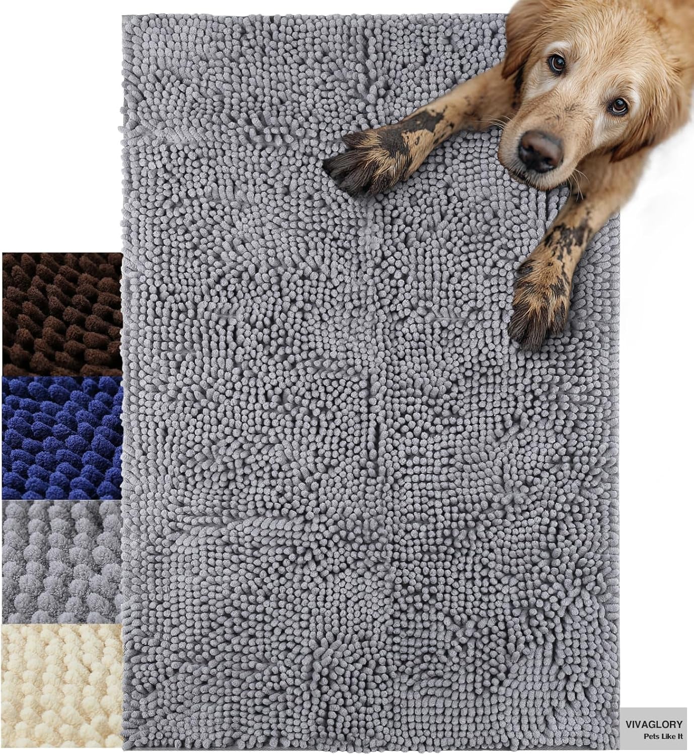 Cat Litter Mat, Litter Trapping Mat, 31"× 20" Cat Kitty Litter Rug with Waterproof Back, Super Soft for Cat'S Paws, Machine Washable, Grey