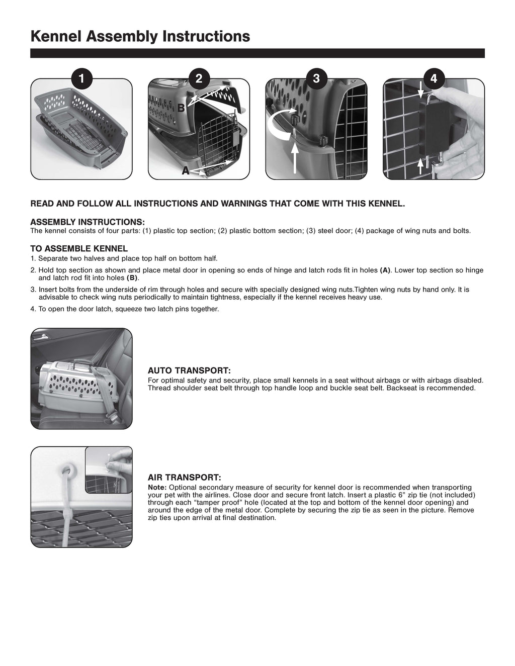 Pet Portable Kennel for Dogs, Hard-Sided Travel Carrier, Durable, Metal Door, Black & Grey, for Pets up to 10 Lbs, 19" L X 12.3" W X 10.8" H