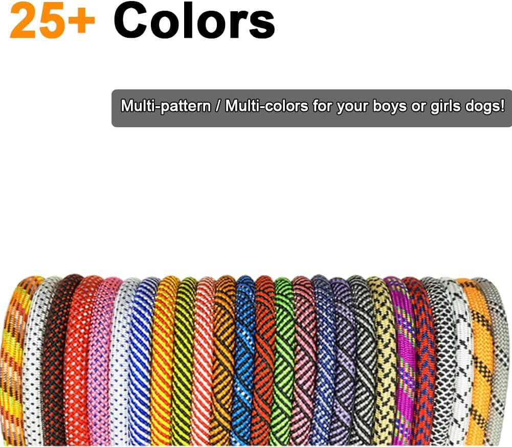 Heavy Duty Rope Dog Leash, 3/4/5/6/7/8/10/12/15 FT Nylon Pet Leash, Soft Padded Handle Thick Lead Leash for Large Medium Dogs Small Puppy